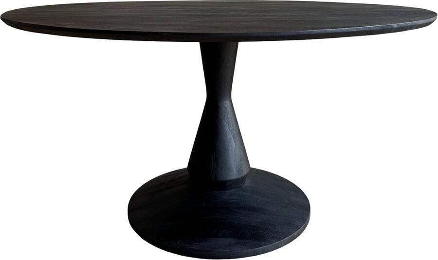 Old Inn Wonen Old Inn Flash Sale Eetkamertafel Mango zwart rond 130cm met houten poot
