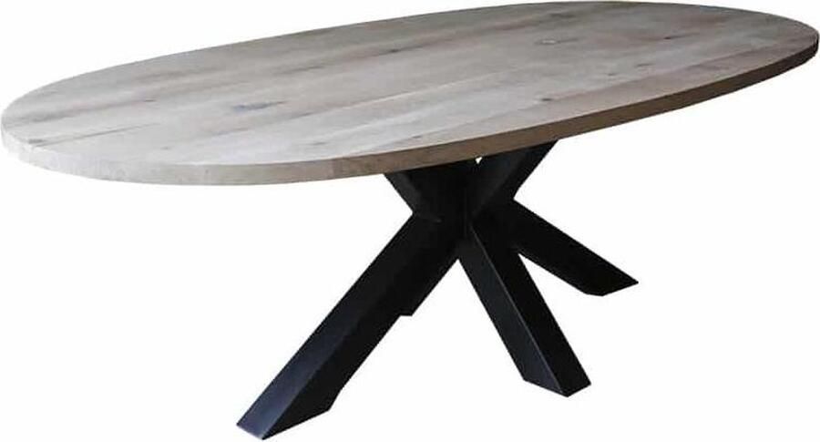Old Inn Wonen Old Inn Eetkamertafel Ovaal Broad Eikenhout met Eiken Spinpoot 280cm x120cm