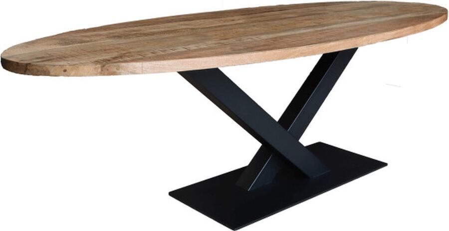 Old Inn Wonen Old Inn Eetkamertafel Ovaal Gelakt Mangohout met V-Poot 200cm x 110cm