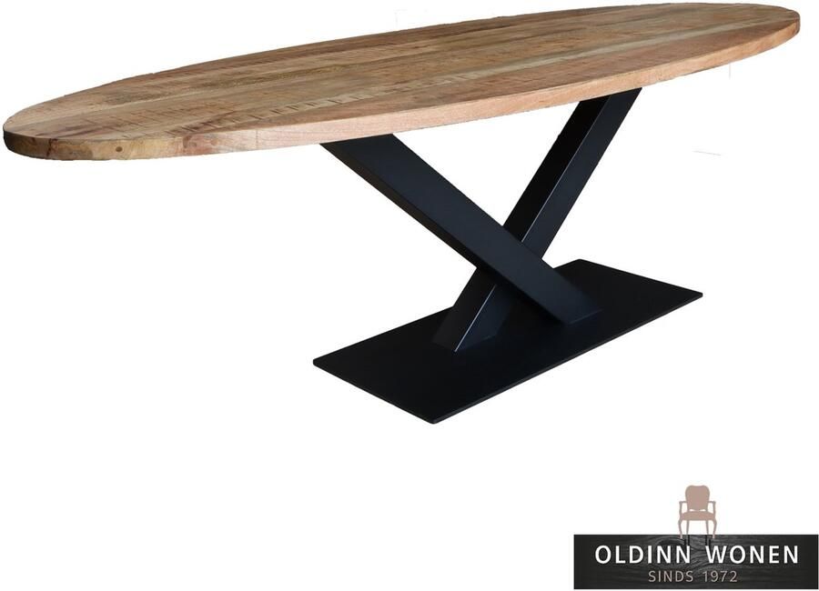 Old Inn Wonen Old Inn Eetkamertafel Ovaal Mango 240x120cm met V Poot