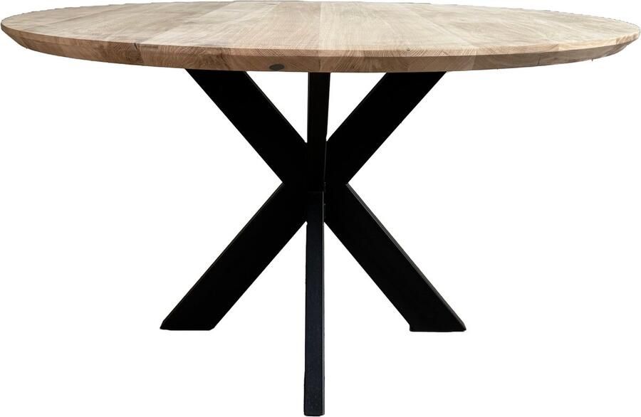 Old Inn Wonen Old Inn Eetkamertafel Rond Eiken facet 130 cm met sterpoot smal (Fout facet)