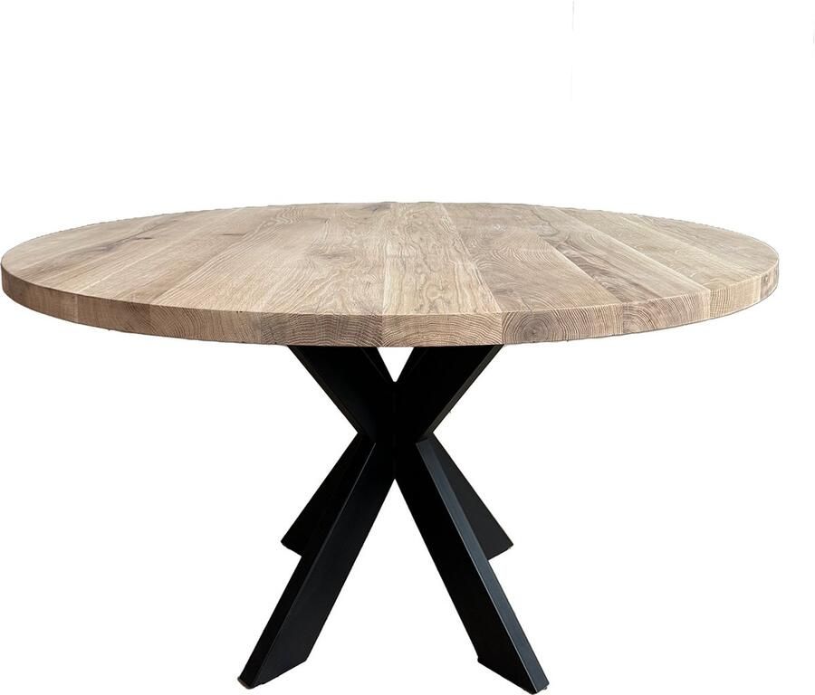 Old Inn Wonen Old Inn Eetkamertafel Rond Eiken met Sterpoot Smal – 130 cm