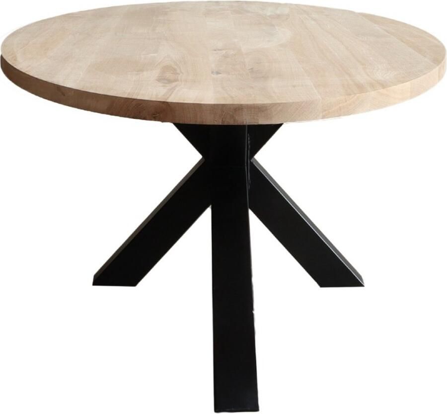 Old Inn Wonen Old Inn Eettafel Eiken Ovaal Almond met Spinpoot 280x120cm
