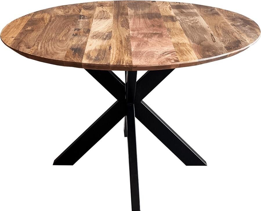 Old Inn Wonen Old Inn Eettafel mango rond facet met sterpoot 120cm
