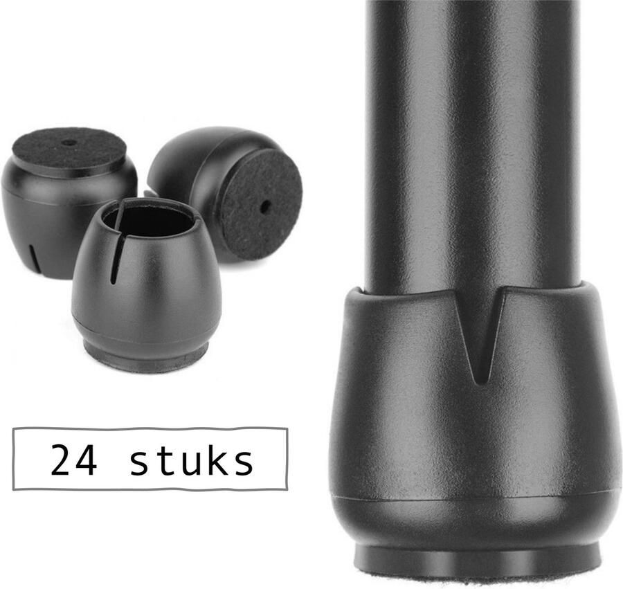 Oliva&apos;s Stoelpoot beschermers 12-16mm Stoelpootdoppen Stoelpoot sokken Rond Zwart 24 stuks