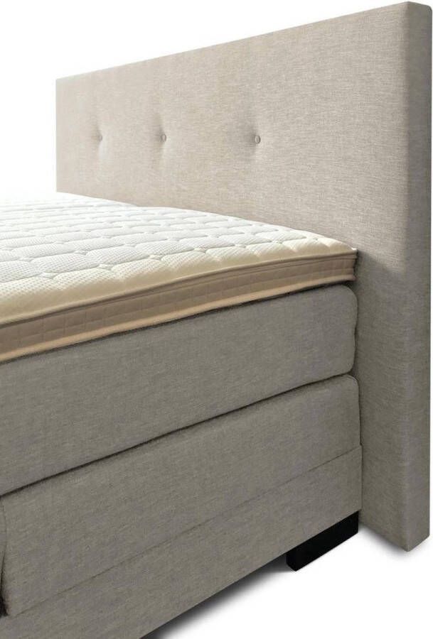 Olympic Life Boxspring Brava compleet merk 160 x 220 cm beige 14-delig breed hoofdbord met 3 gecapitonneerde knopen motief