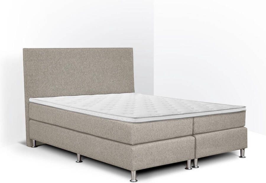 Olympic Life Boxspring Flanny compleet merk 200 x 220 cm beige 18-delig met strak hoofdbord