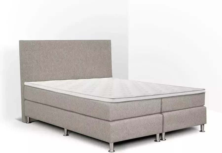 Olympic Life Boxspring Flanny compleet merk 200 x 220 cm beige 18-delig met strak hoofdbord