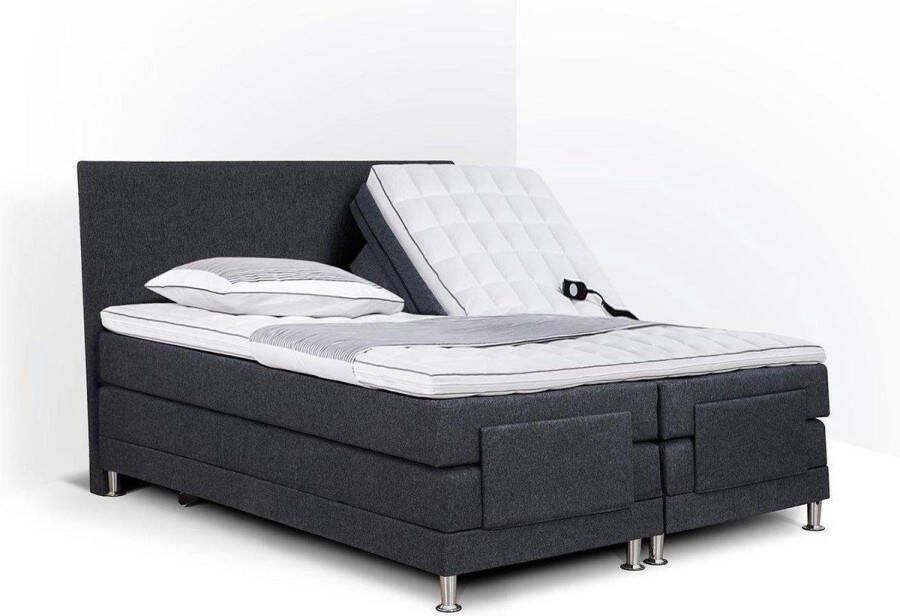 Olympic Life Boxspring Flanny compleet merk elektrisch verstelbaar 160 x 220 cm grijs 18-delig met strak hoofdbord