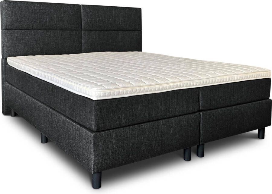 Olympic Life Boxspring Lancome compleet merk vlak 140 x 220 cm grijs 18-delig met 4 vlakken motief hoofdbord