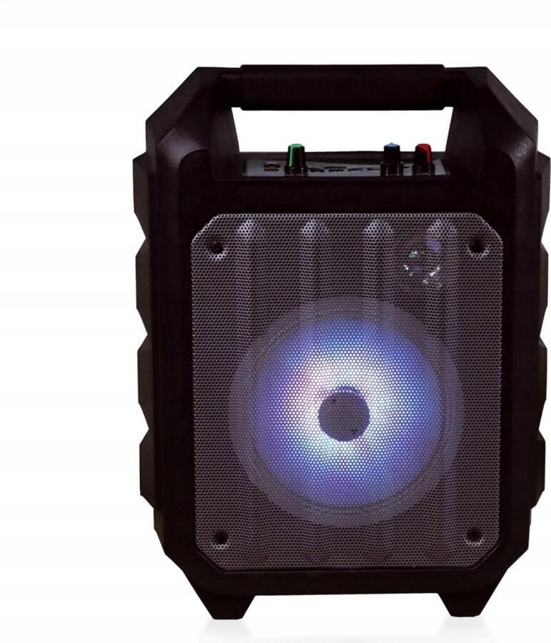 Omega Platinet OG82B Draagbare Bluetooth Speaker 20W Krachtig Geluid Karaoke & LED-Verlichting Perfect voor Feesten Draadloos & Oplaadbaar FM Radio MicroSD & USB Compatibel Geniet Overal van Muziek Zwart