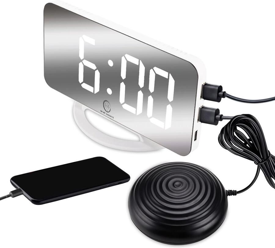 OMG OH MY GADGETS O.M.G Wekkerradio met Trilkussen voor Slechthorenden en Doven Wekker Digitale Wekker met Trilschijf Trilwekker voor Slechthorenden Wekker met Bed Shaker Alarmklok voor Slechthorenden en Doven - Foto 2