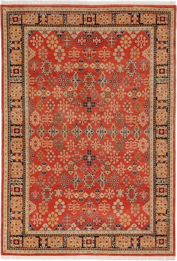 Omid Home Traditionele PerzischeVloerkleed laagpolig rood bloemenpatroon- handgemaakt 170x240 cm