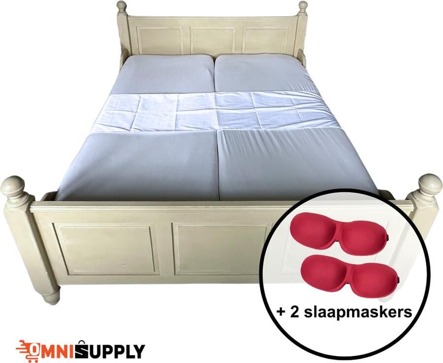 OmniSupply Matraswig met band set INCL. 2x luxe slaapmaskers Wit Liefdesbrug Bedbinder Tussenstuk matras Matrasbinder met spanband Matraswiggen 220cm