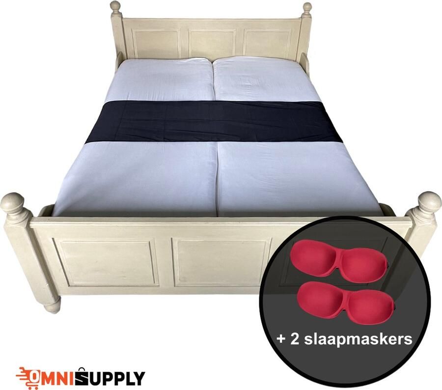 OmniSupply Matraswig met band set INCL. 2x luxe slaapmaskers Zwart Liefdesbrug Bedbinder Tussenstuk matras Matrasbinder met spanband Matraswiggen 220cm