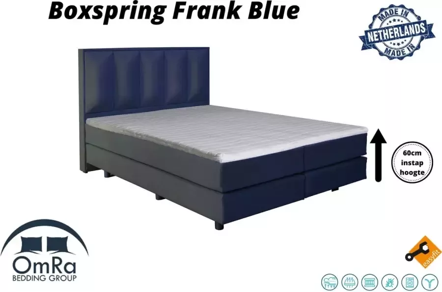 Omra bedding Complete boxspring Frank Blue 110x220 cm Inclusief Topdekmatras Hotel boxspring