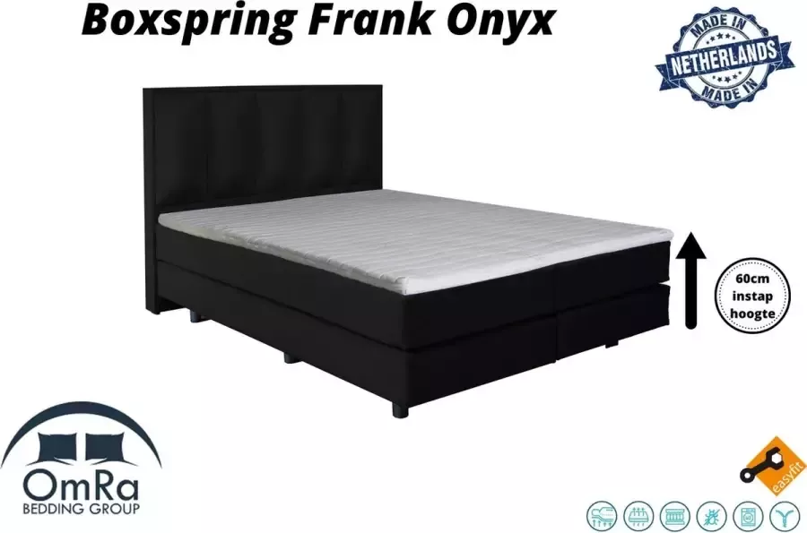 Omra bedding Complete boxspring Frank Onyx 120x190 cm Inclusief Topdekmatras Hotel boxspring