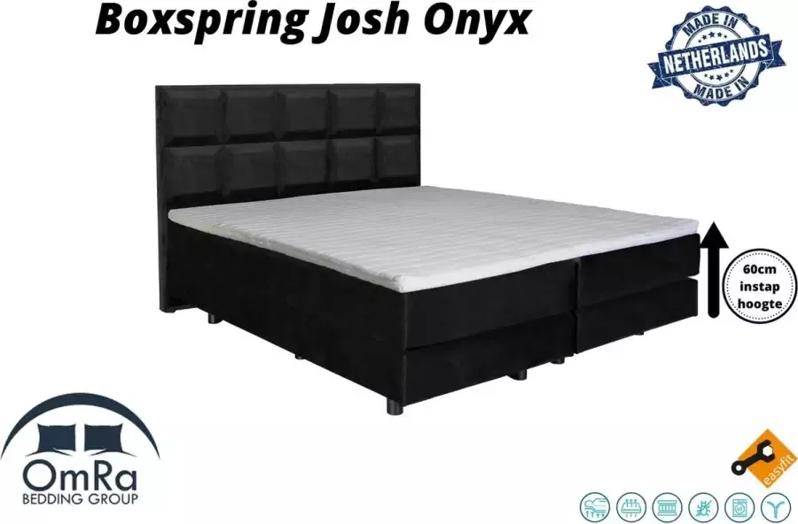 Omra bedding Complete boxspring Josh Onyx 110x200 cm Inclusief Topdekmatras Hotel boxspring