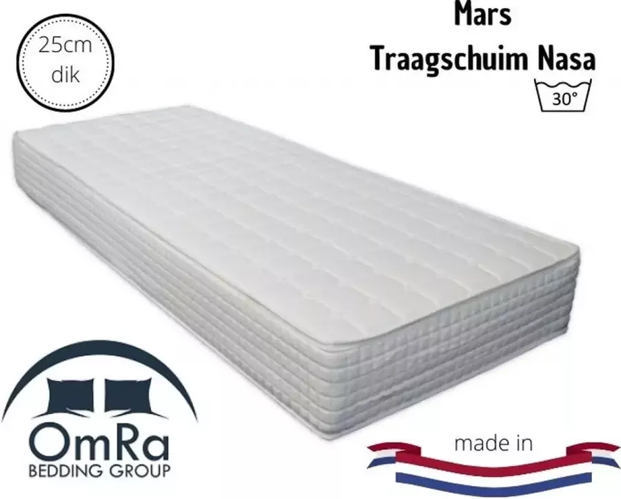 Omra bedding Mars Matras Pocket 100x190 25cm dik Traagschuim Nasa 7zone Rits Memory Foam