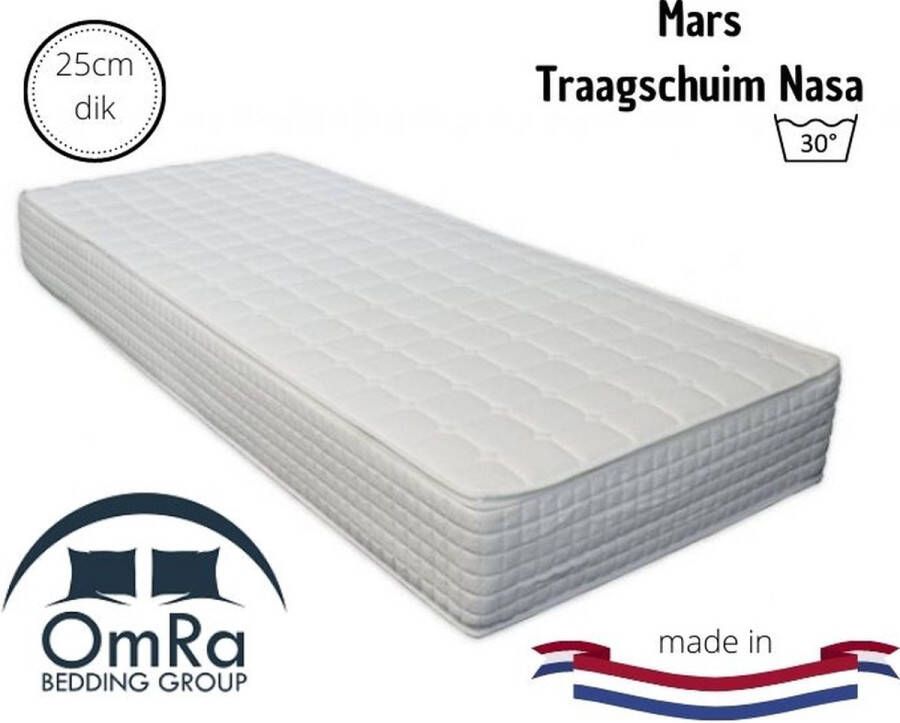 Omra bedding Mars Matras Pocket 90x200 25cm dik Traagschuim Nasa 7zone Rits Memory Foam