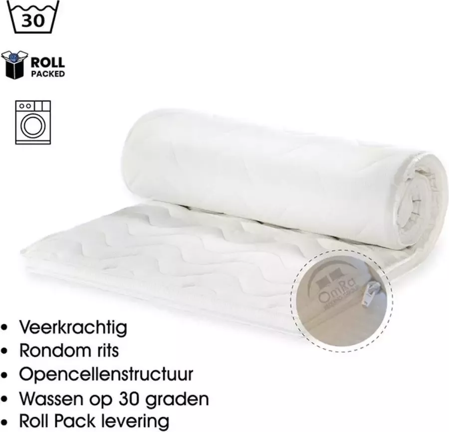 Omra bedding Omra-Topdek-Matras-Koudschuim-Rits-7cm-180x200 cm