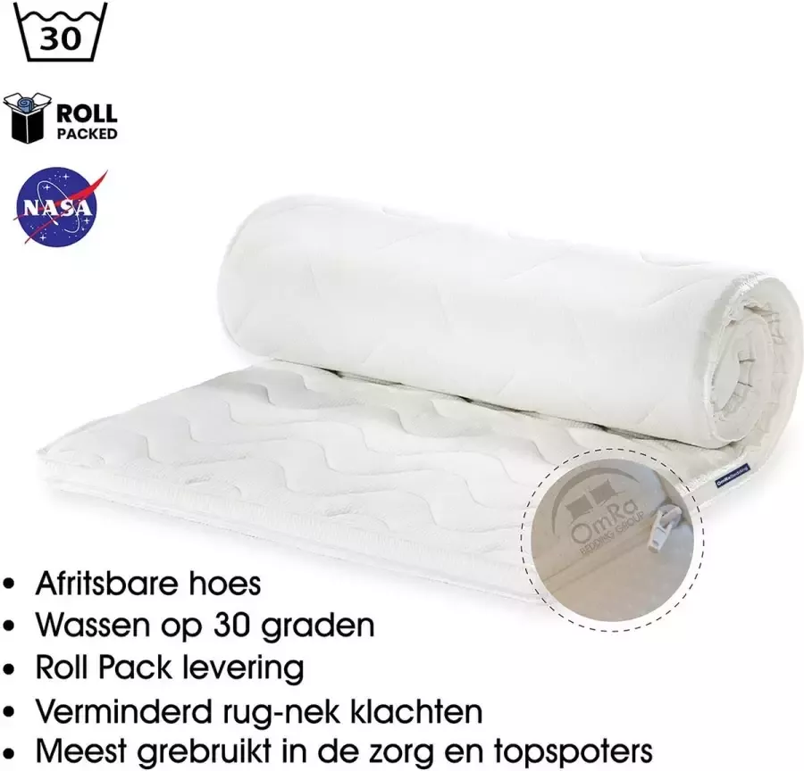 Omra bedding Topdek matras 90x210 lang nasa traagschuim Nederlands fabricaat