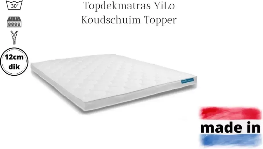 Omra bedding Topper Topdekmatras Koudschuim 100x210 12cm dik Rits Hybride Omrabedding