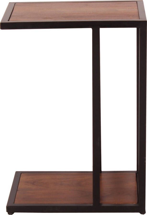 One Oak Bijzettafel 30 00x40 00x56 00 cm Natuurlijk met antiek zwart acacia gekleurd en geolied met zwart schroot en sporen van slijtage - Foto 2