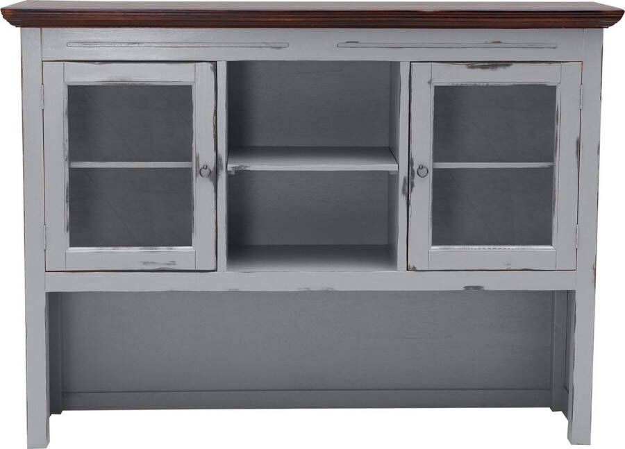 One Oak Buffetkast 148 00x34 00x110 00 cm taupe met donkerbruine afdekplaat en messingkleurige handgrepen Massief acacia