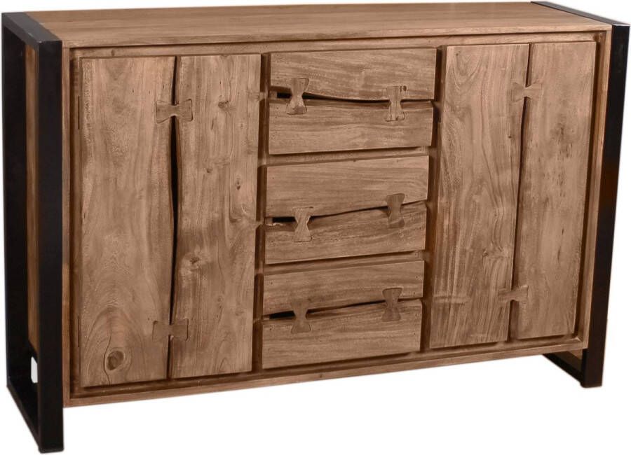 One Oak Dressoir 140 00x40 00x90 00 cm Natuurlijk en zwart Metaal