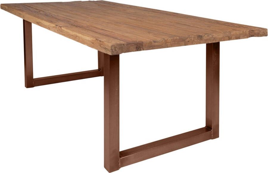 One Oak Eettafel 180 00x100 00x76 00 cm Naturel blad bruin frame Metaal