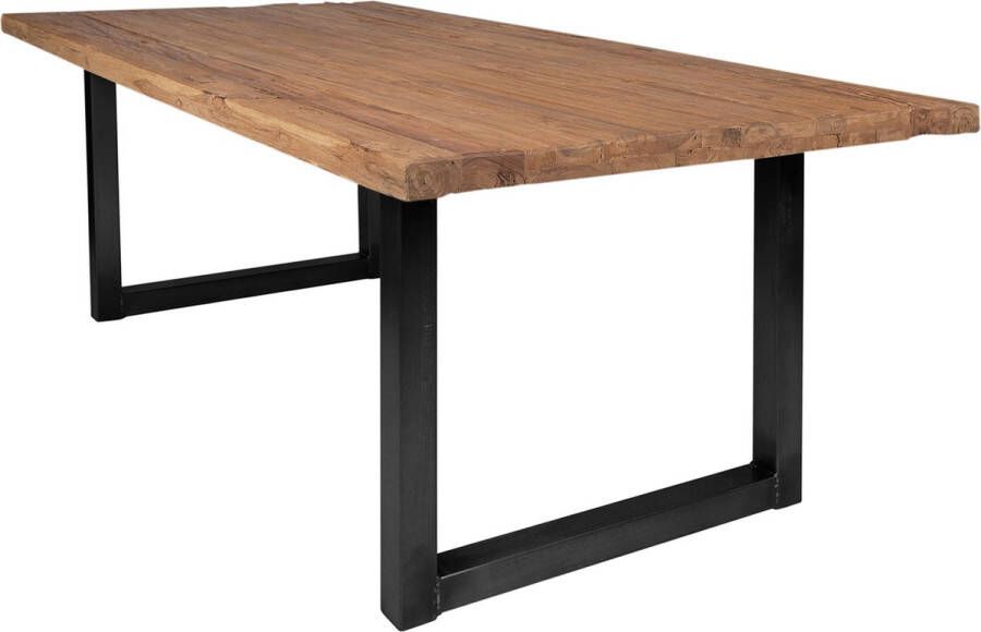 One Oak Eettafel 180 00x100 00x76 00 cm Naturel blad zwart frame Metaal