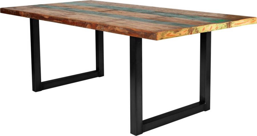 One Oak Eettafel 180 00x100 00x76 50 cm Bovenblad meerkleurig gelakt frame zwart Hout