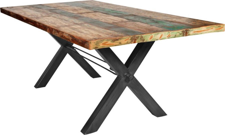 One Oak Eettafel 180 00x100 00x76 50 cm plaat kleurrijk frame zwart Hout