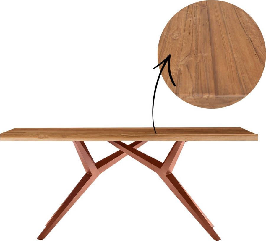 One Oak Eettafel 200 00x100 00x73 00 cm Bord naturel frame antiek bruin Metaal