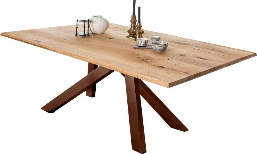 One Oak Eettafel 200 00x100 00x76 00 cm Bord naturel frame antiek bruin Metaal