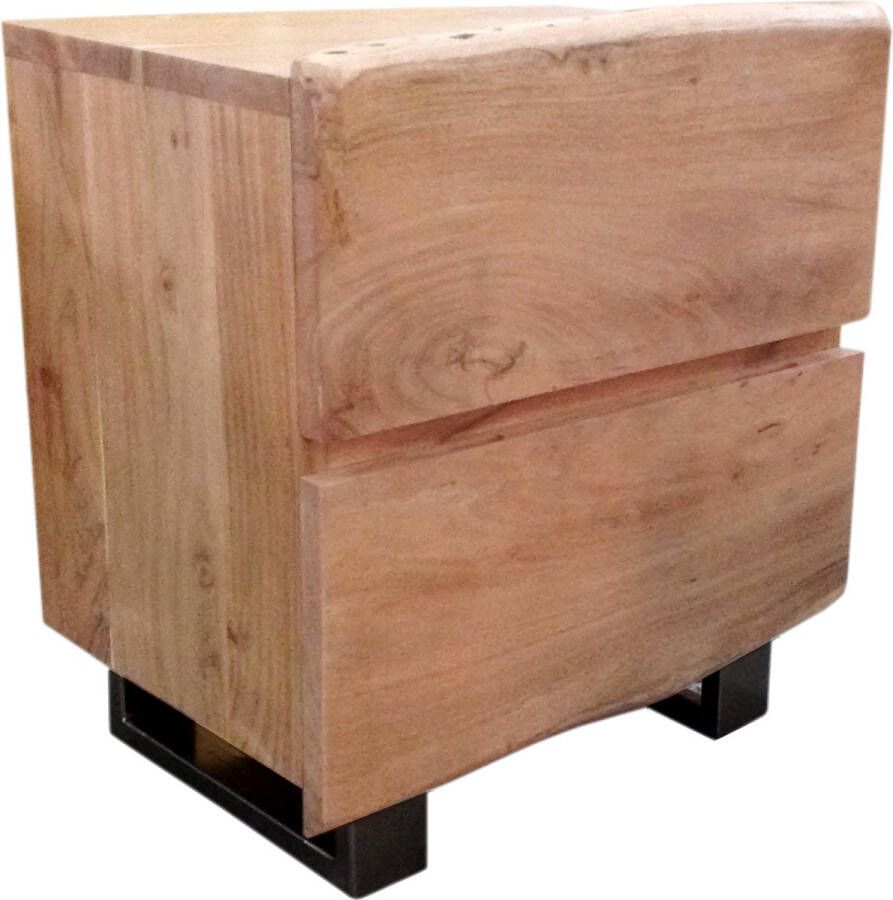 One Oak Nachtkastje 50 00x37 00x63 00 cm Natuurlijk met zwart frame Metaal