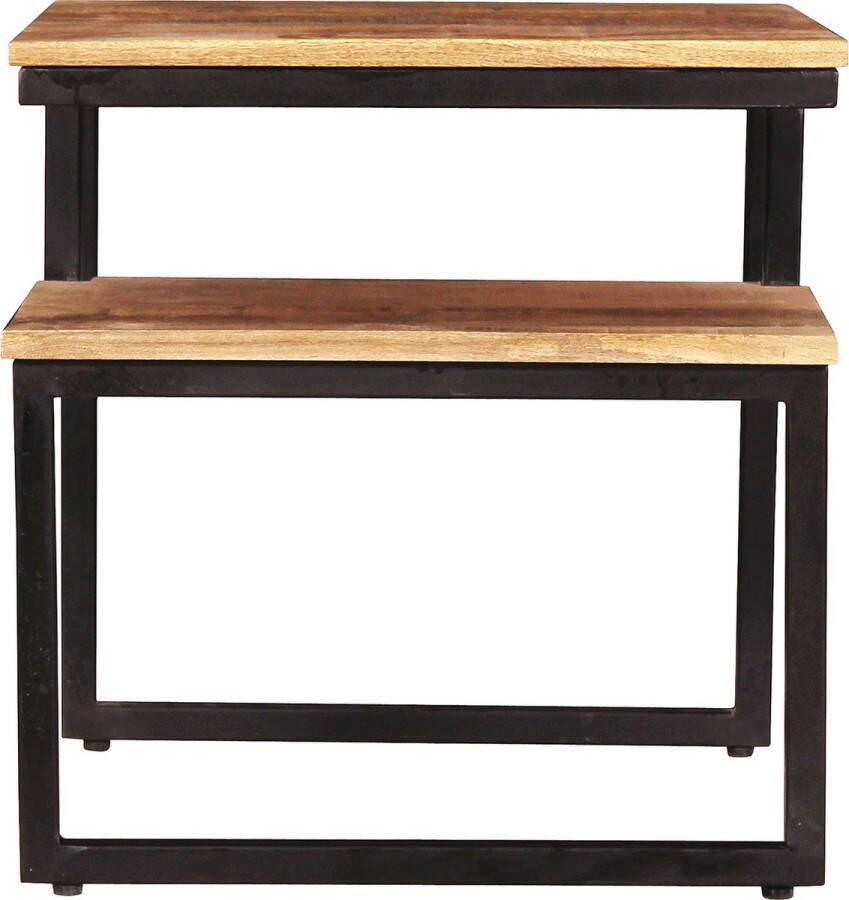 One Oak Salontafel 51 00x51 00x52 00 cm Natuurlijk zwart Mangohout