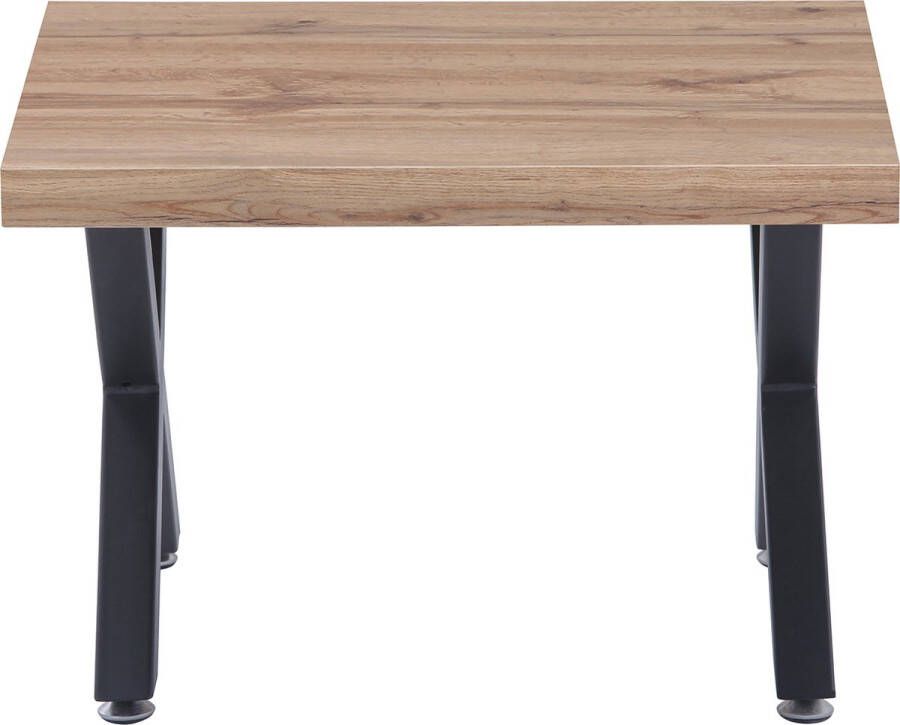 One Oak Salontafel 60 00x60 00x40 00 cm Naturel blad zwart frame Eikenhout