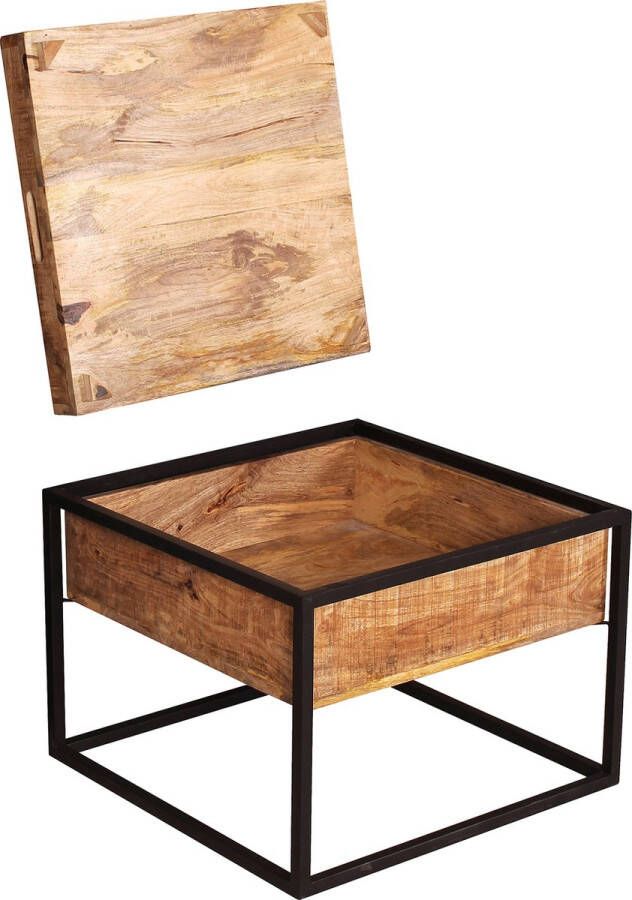 One Oak Salontafel 60 00x60 00x47 00 cm Natuurlijk zwart Mangohout