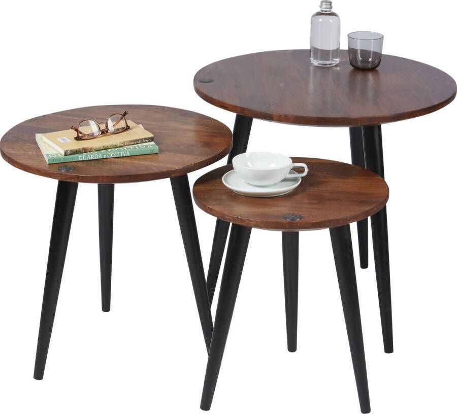 One Oak Salontafel 60 00x60 00x57 00 cm plaat antiek bruin benen zwart Mangohout