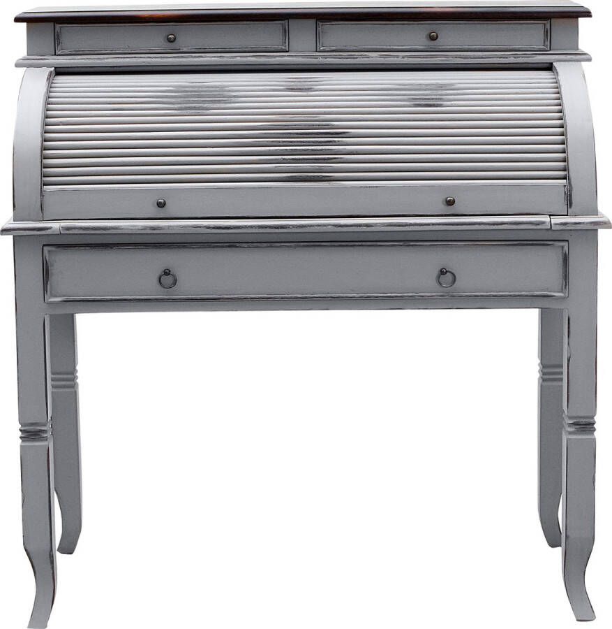 One Oak Secretaire 100 00x41 00x106 00 cm taupe met donkerbruine afdekplaat en messingkleurige handgrepen acacia massief