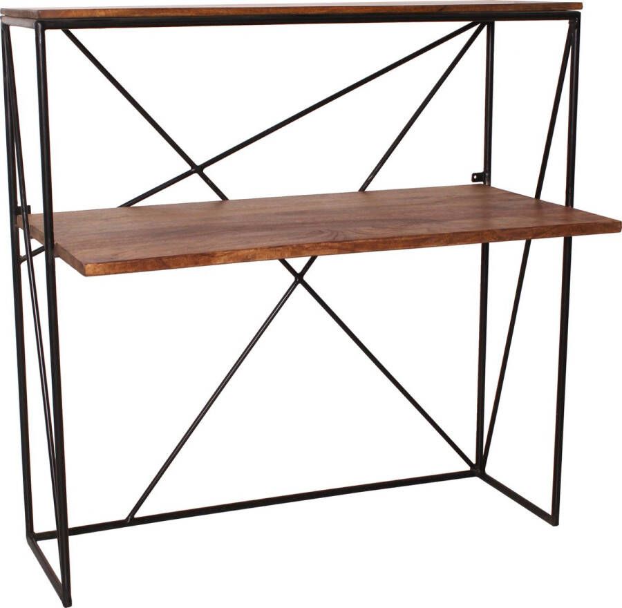 One Oak Secretaire 120 00x60 00x122 00 cm frame zwart vloeren antiek bruin Mangohout