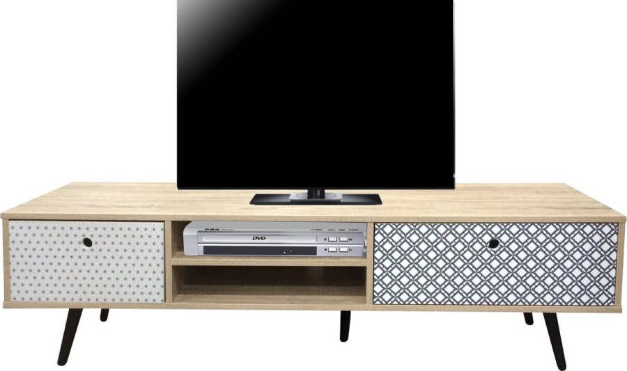 One Oak TV-Meubel 150 00x39 00x40 00 cm witte wasmachine met blauw wit voorkant mdf met soepelere decoratieve film