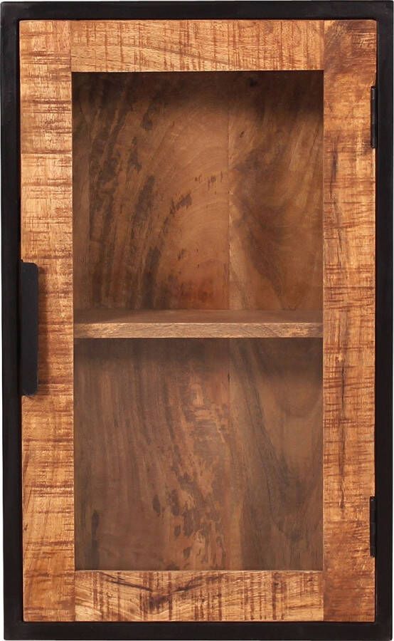 One Oak Wandkast 44 00x21 00x72 00 cm Natuurlijk zwart Mangohout