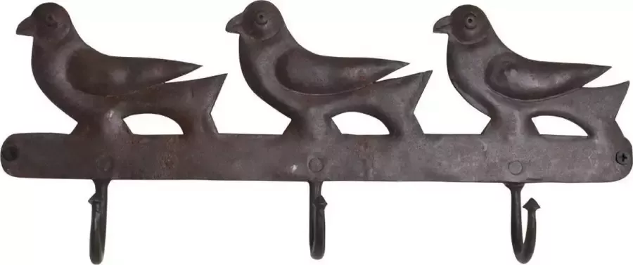 One World Interiors Kapstok Birds Vogels Gerecycled Metaal 3 Haken Zwart 35 x 15 x 5 cm