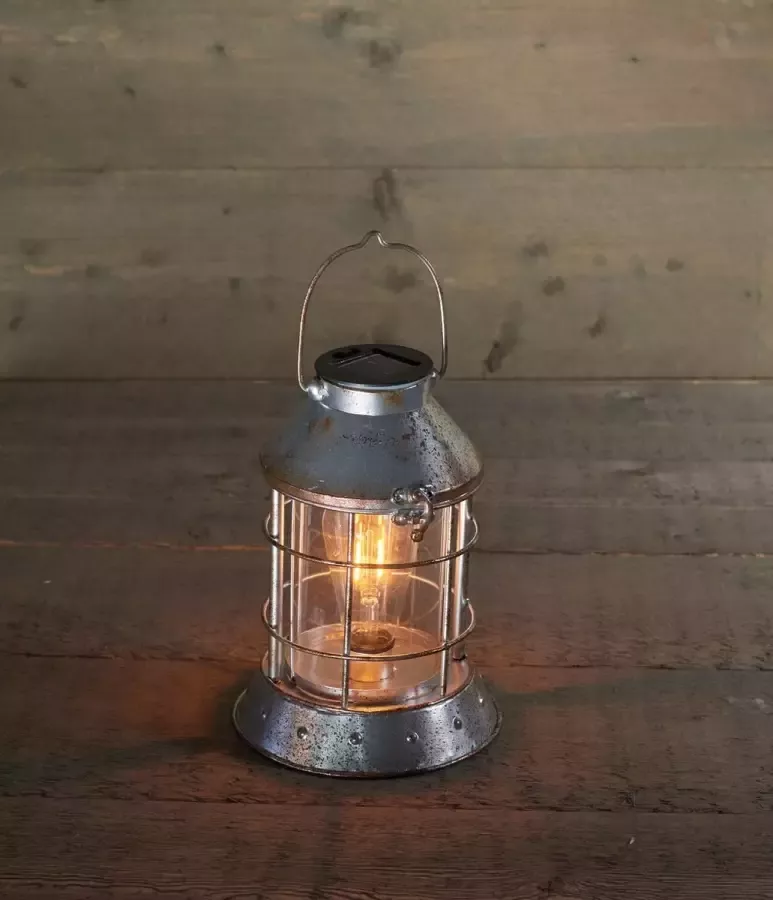 Oneiro s Luxe SOLAR RETRO LED FILAMENT TAFELLAMP ANTIEK ZILVER ⌀18x24 cm op Zonneenergie Warm wit Tuinverlichting Lichtsnoer voor buiten zwart prikspot zonne-energie – LED – zomer – tuinverlichting – solarlamp