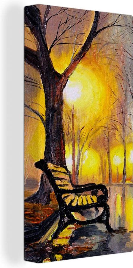 OneMillionCanvasses Canvas schilderij 40x80 cm Wanddecoratie Schilderij Bank Water Licht Olieverf Muurdecoratie woonkamer Slaapkamer decoratie Kamer accessoires Schilderijen op canvas - Foto 2