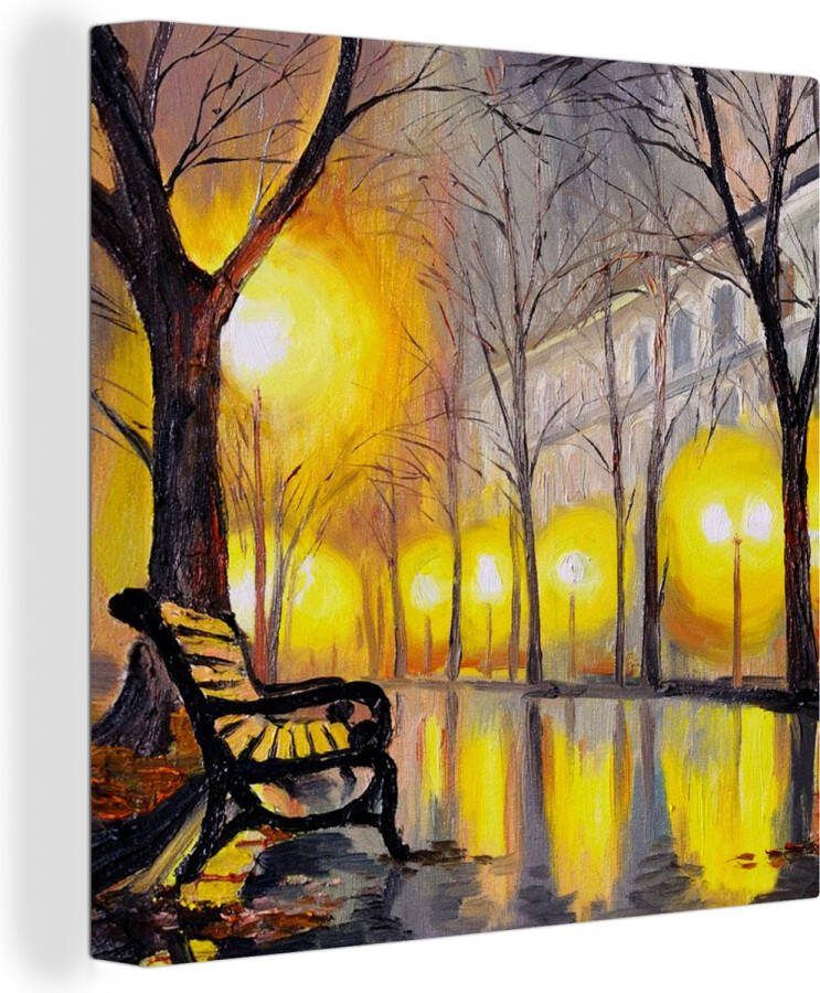OneMillionCanvasses Canvas schilderij 90x90 cm Wanddecoratie Schilderij Bank Water Licht Olieverf Muurdecoratie woonkamer Slaapkamer decoratie Kamer accessoires Schilderijen op canvas - Foto 2