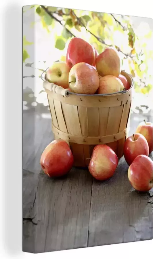 Canvas schilderij 20x30 cm Wanddecoratie Appel Fruitmand Tafel Muurdecoratie woonkamer Slaapkamer decoratie Kamer accessoires Schilderijen op canvas